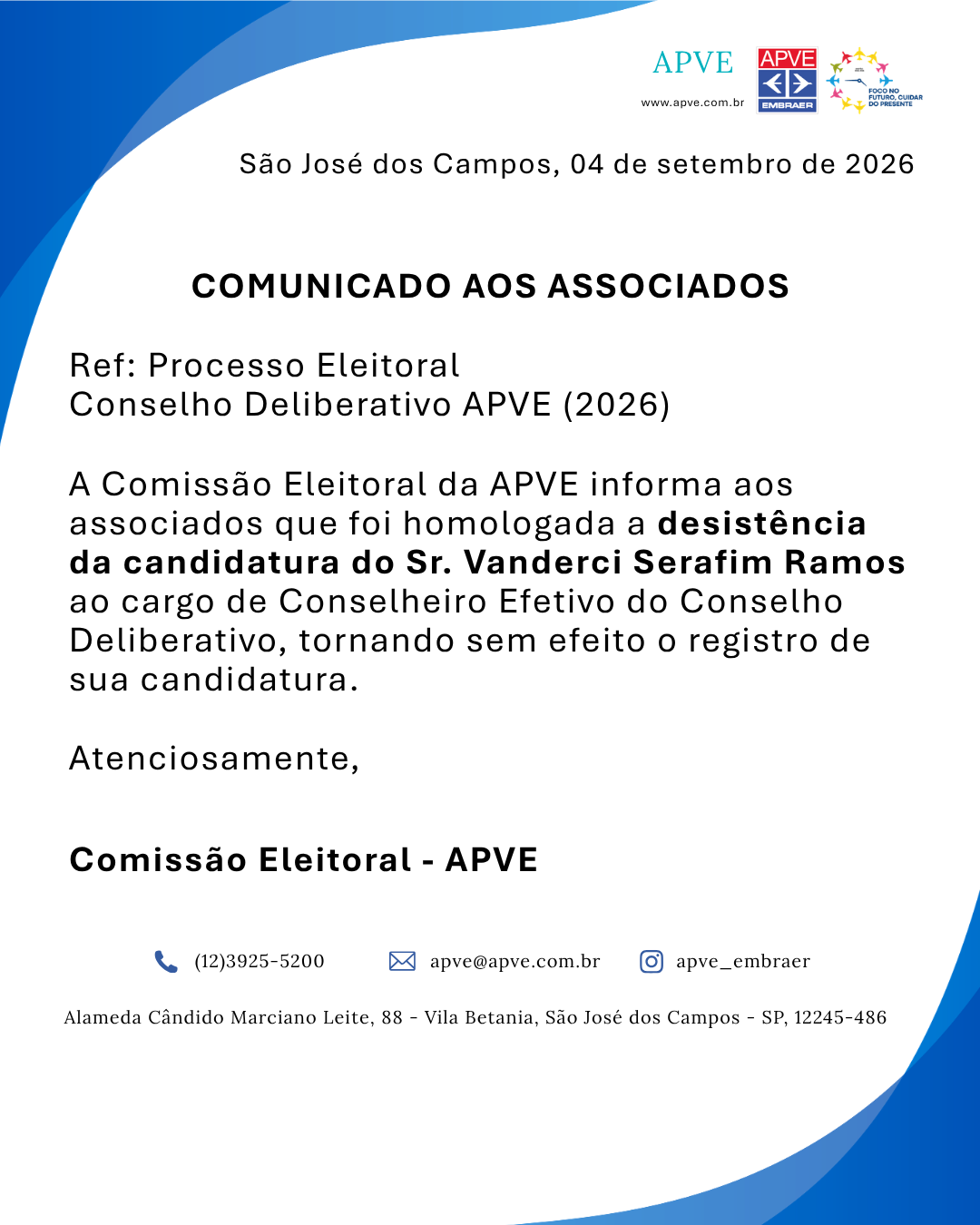 Comunicado de desistência
